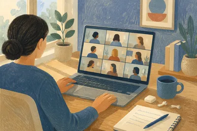 Laptop Video Call Group Meeting Scene