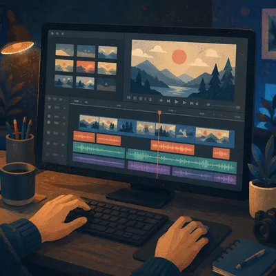 Video Editing Timeline on Creative Studio Monitor