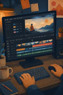 Video Editing Timeline on Studio Monitor