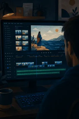 Focused Video Editing Timeline on Monitor