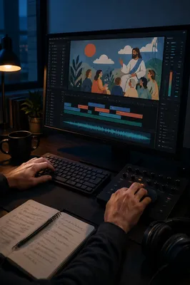 Late Night Video Editing Studio Monitor