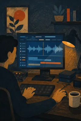 Late Night Video Editing Workspace