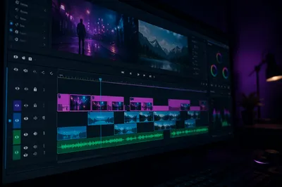 Video Editing Timeline on Studio Monitor