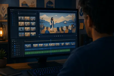 Video Editing Timeline on Studio Monitor