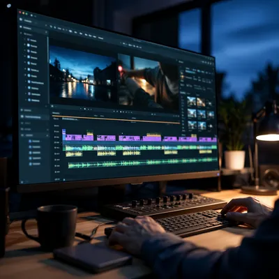 Late Night Video Editing Studio Monitor