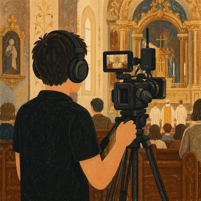 Church Service Video Production Operator at Work