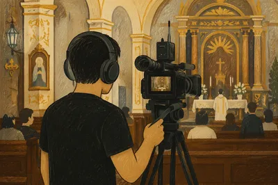 Church Service Video Production Operator at Work