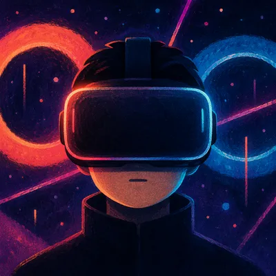 Immersive Virtual Reality Neon Technology Portrait