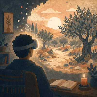 Immersive VR Spiritual Reflection at Dawn