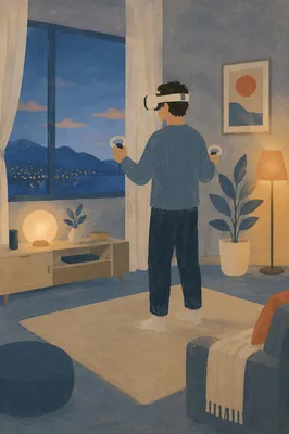 Immersive VR Headset at Blue Hour