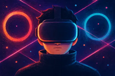 Immersive VR Headset in Neon Studio