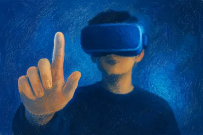 Immersive Virtual Reality Hand Focus Portrait