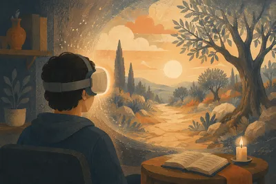 Immersive VR Spiritual Reflection at Dawn