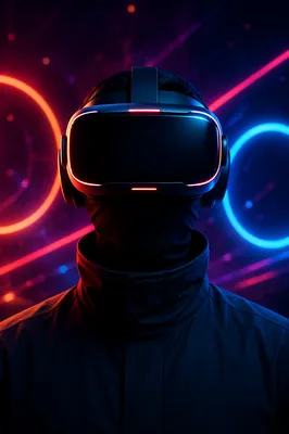 Immersive Virtual Reality Neon Technology Portrait