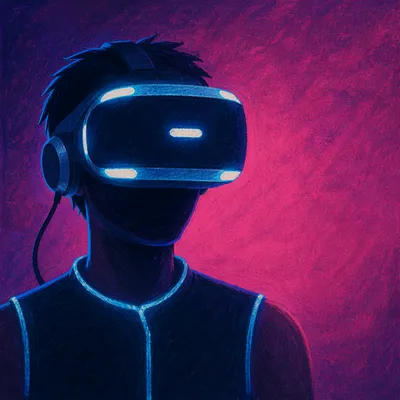 Neon Virtual Reality Headset Portrait