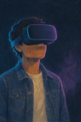 Neon Virtual Reality Headset Portrait