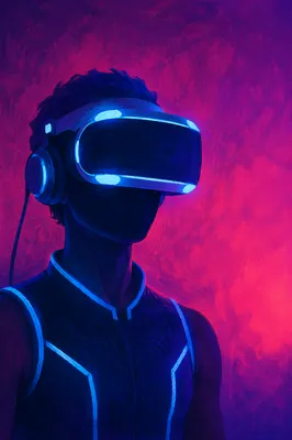 Neon Virtual Reality Headset Portrait