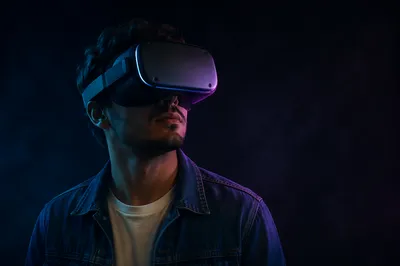 Neon Virtual Reality Headset Portrait