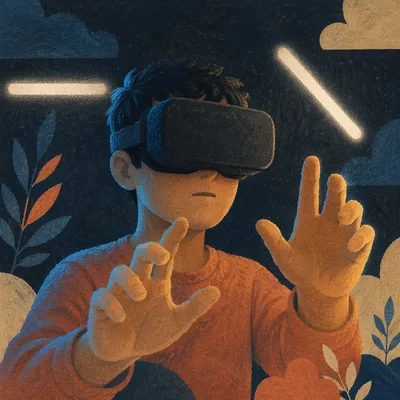 Person in VR Headset Futuristic Focus
