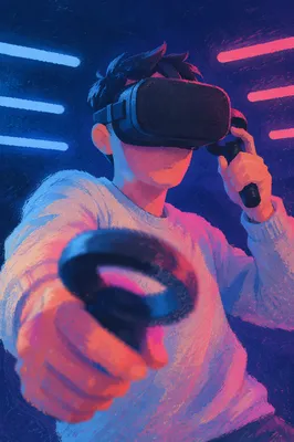 Immersive Virtual Reality Neon Studio Portrait