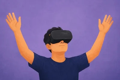 Person Wearing VR Headset in Studio