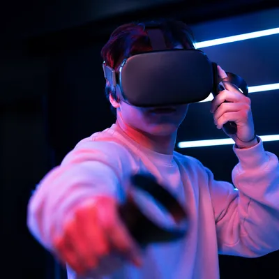 Immersive Virtual Reality Headset Close-Up