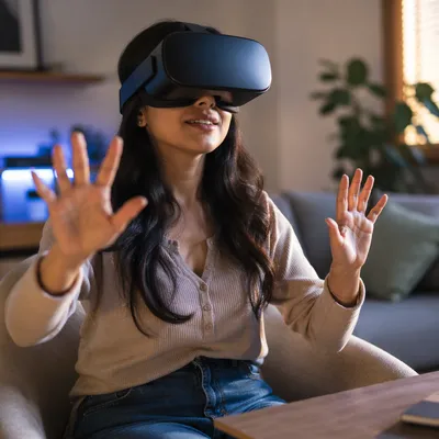 Young Woman in Virtual Reality Wonder