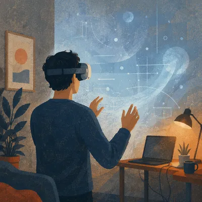 Immersive VR Headset in Modern Studio