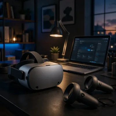 Virtual Reality Headset on Studio Desk
