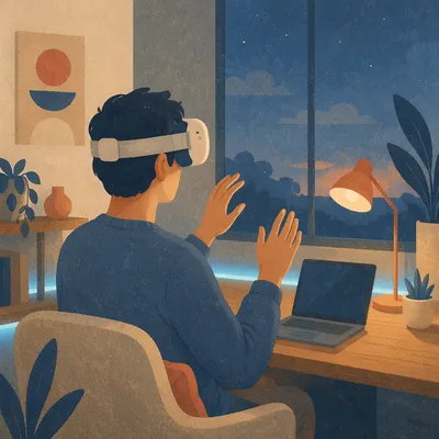 Immersive VR Headset in Home Studio