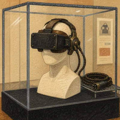 Vintage VR Headset Museum Display