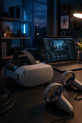 Virtual Reality Headset on Studio Desk