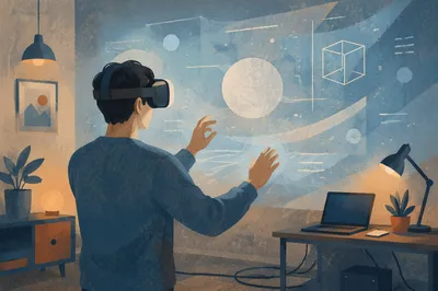 Immersive VR Headset in Modern Studio
