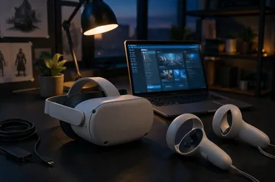 Virtual Reality Headset on Studio Desk