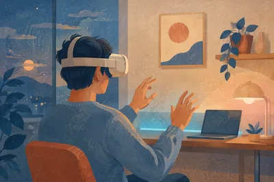Immersive VR Headset Experience at Dusk