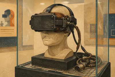 Vintage Virtual Reality Headset Museum Display