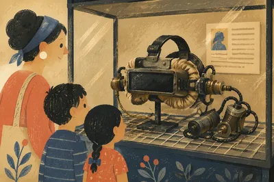 Vintage VR Headset Museum Exhibit Display