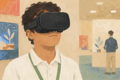 Curious Person Wearing Virtual Reality Headset