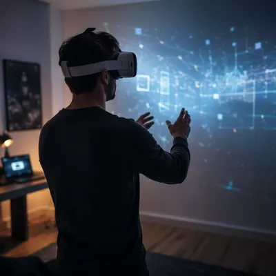 Immersive VR Headset in Modern Home Studio