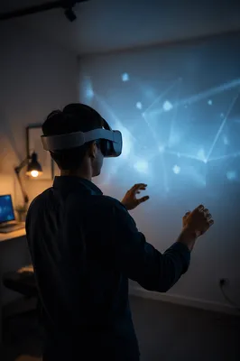 Immersive VR Headset in Modern Home Studio