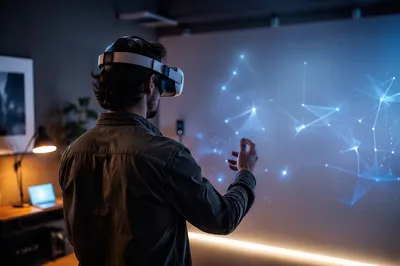 Immersive VR Headset in Modern Home Studio