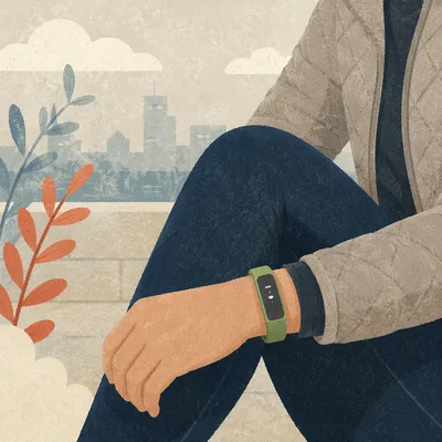 Lime Fitness Band During Outdoor Exercise Break
