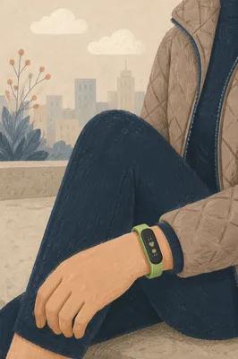 Lime Fitness Band During Outdoor Exercise Break