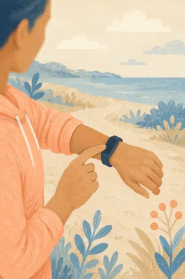 Wearable Fitness Band During Coastal Workout