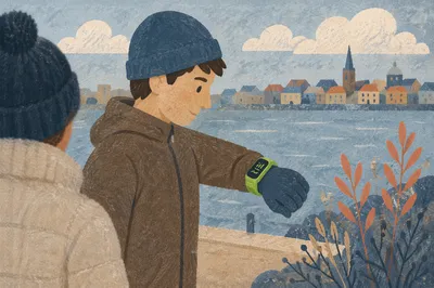 Lime Fitness Band During Waterfront Workout
