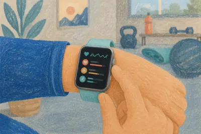 Wearable Fitness Band Checked During Workout Break
