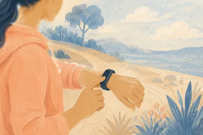 Fitness Band Check During Outdoor Workout