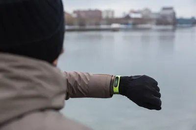 Runner Checking Lime Green Fitness Band