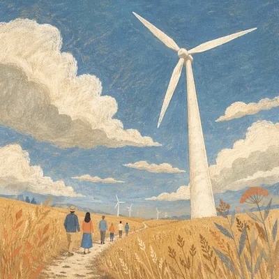 Wind Turbine Over Golden Renewable Energy Field