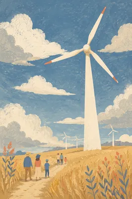 Wind Turbine Over Golden Renewable Field